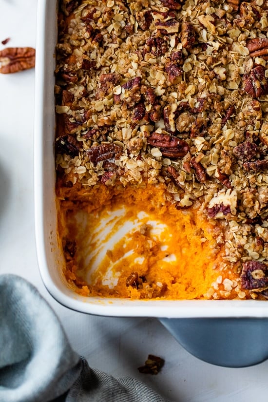 Vanilla Candy Potato Casserole with Praline Topping Vanilla Candy Potato Casserole with Praline Topping