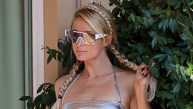 Paris Hilton Rocks Purple Swimsuit Whereas Celebrating One-Yr Anniversary – Hollywood Life