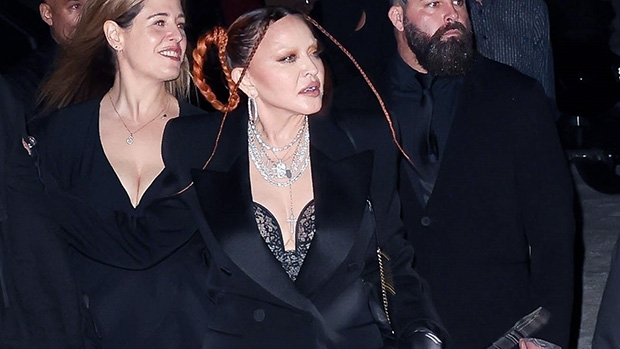 Madonna Rocks Black Lingerie & Blazer Gown For Artwork Basel: Picture – Hollywood Life