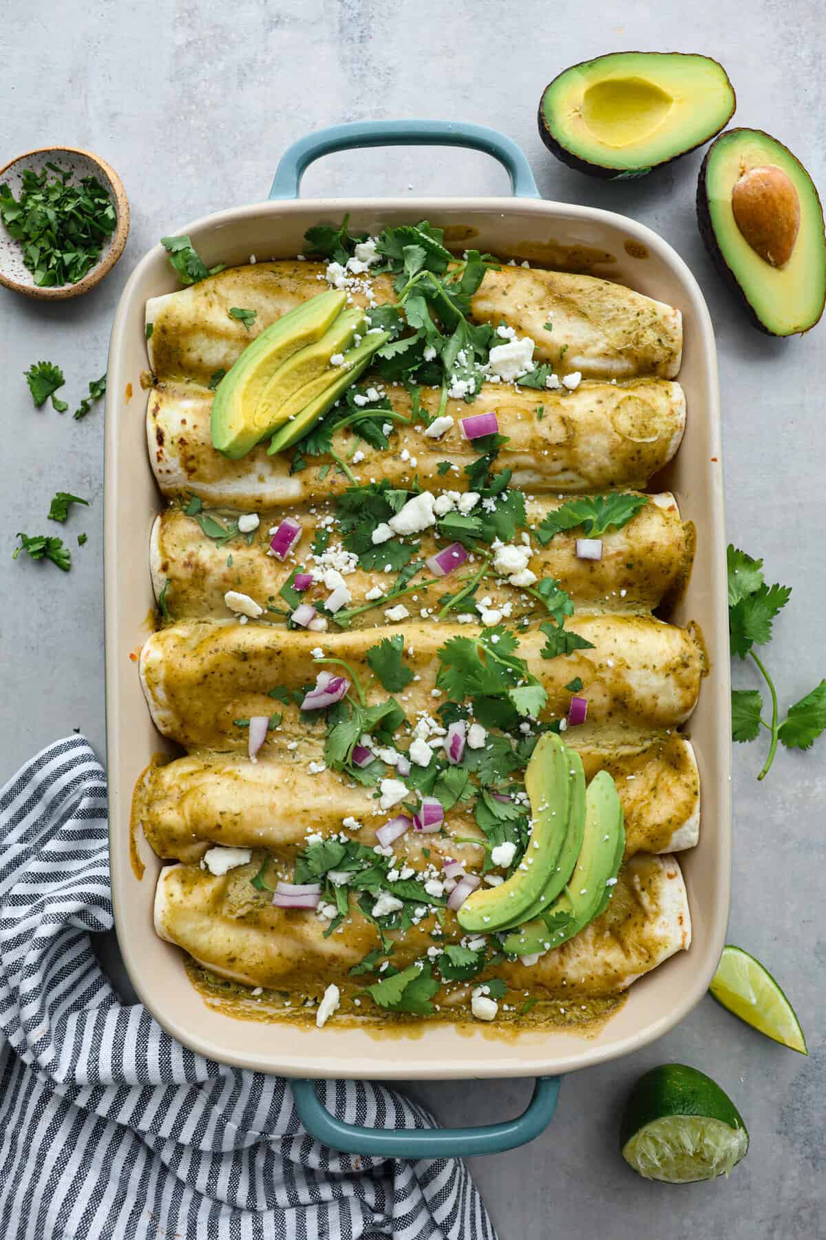 Hen Enchiladas with Avocado Cream Sauce