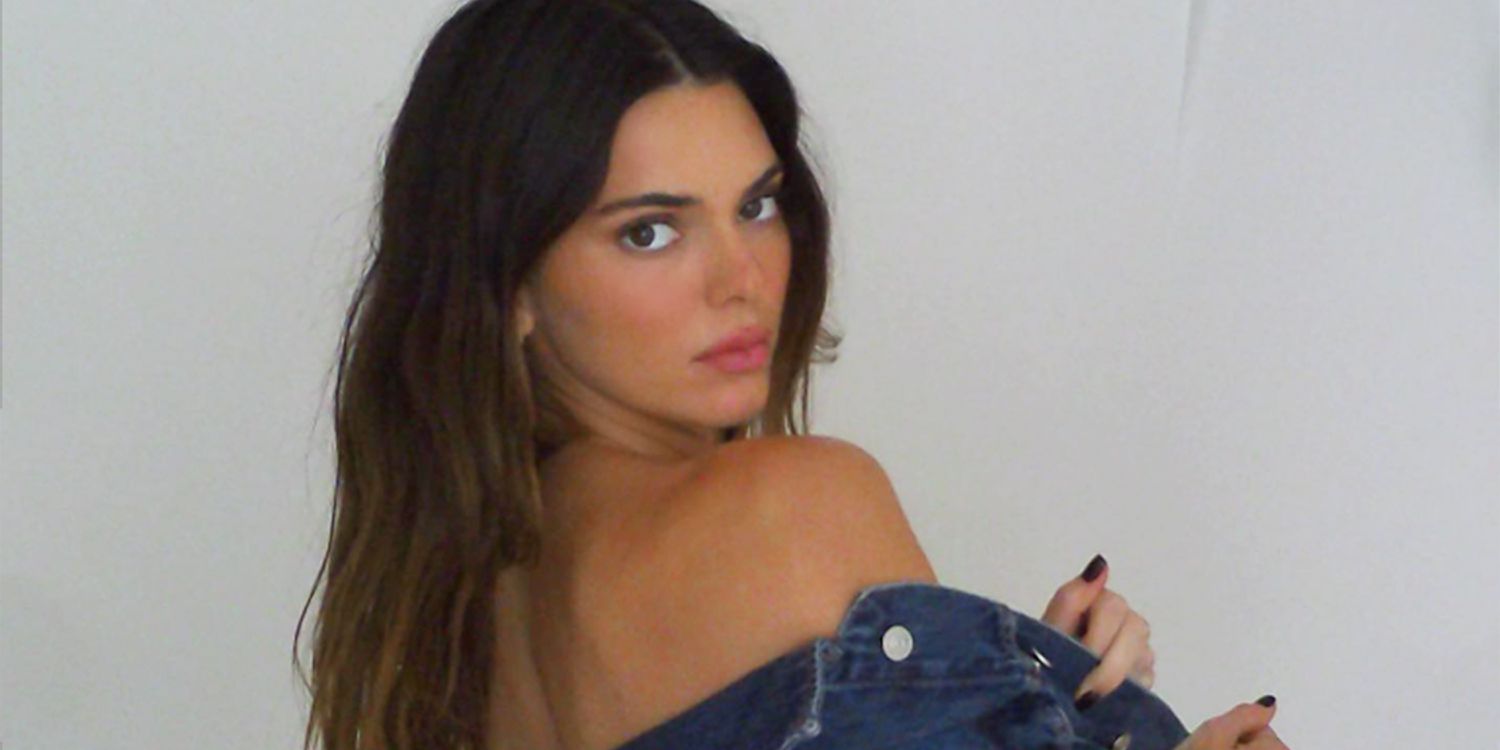 Kendall Jenner Mainly Went Topless in a Denim Jacket and Denims