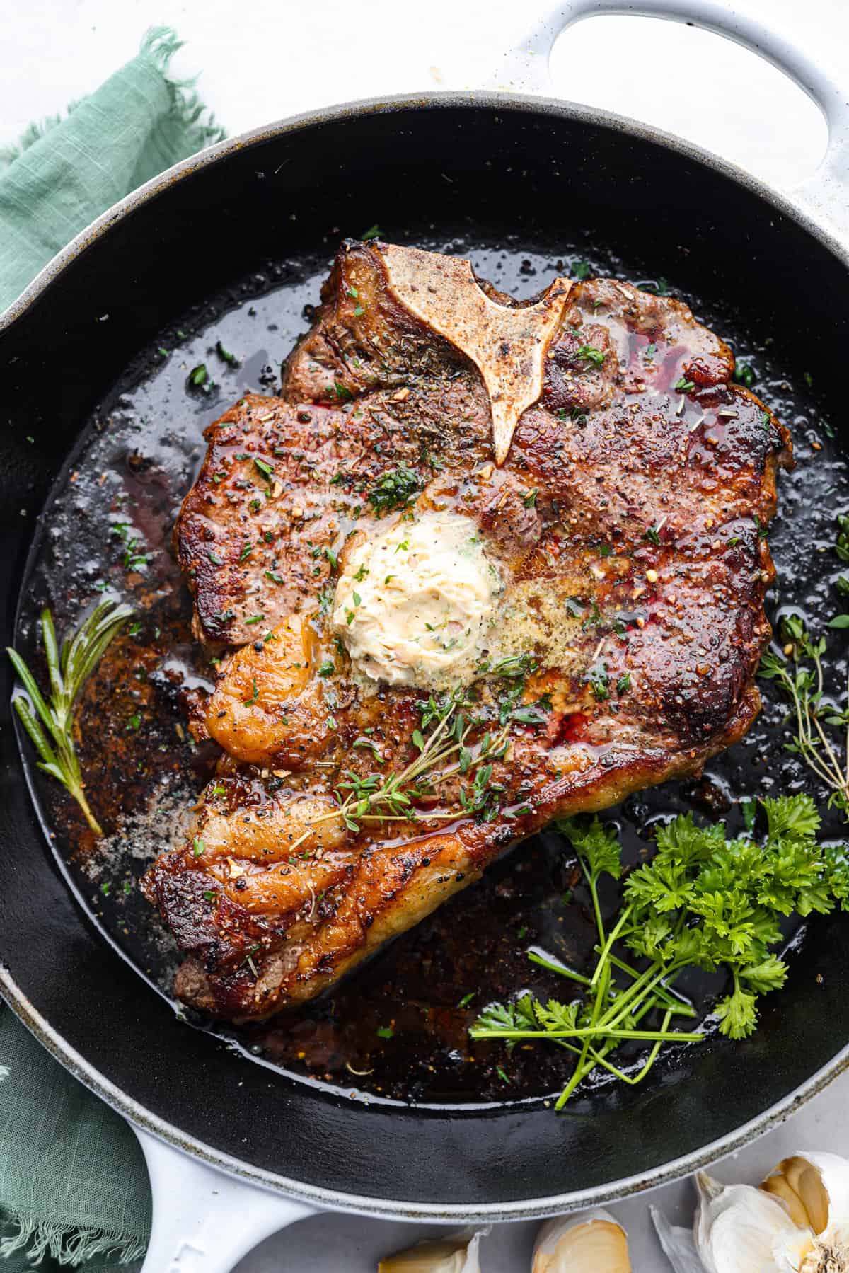 The BEST Skillet Tbone Steak