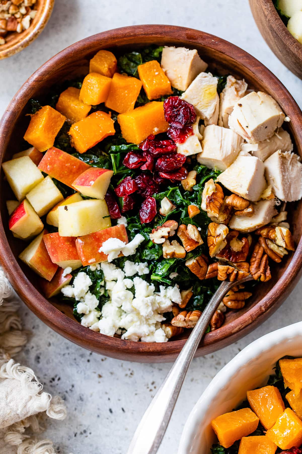 Autumn Kale Salad with Rooster | Excessive Protein Major Dish Salad