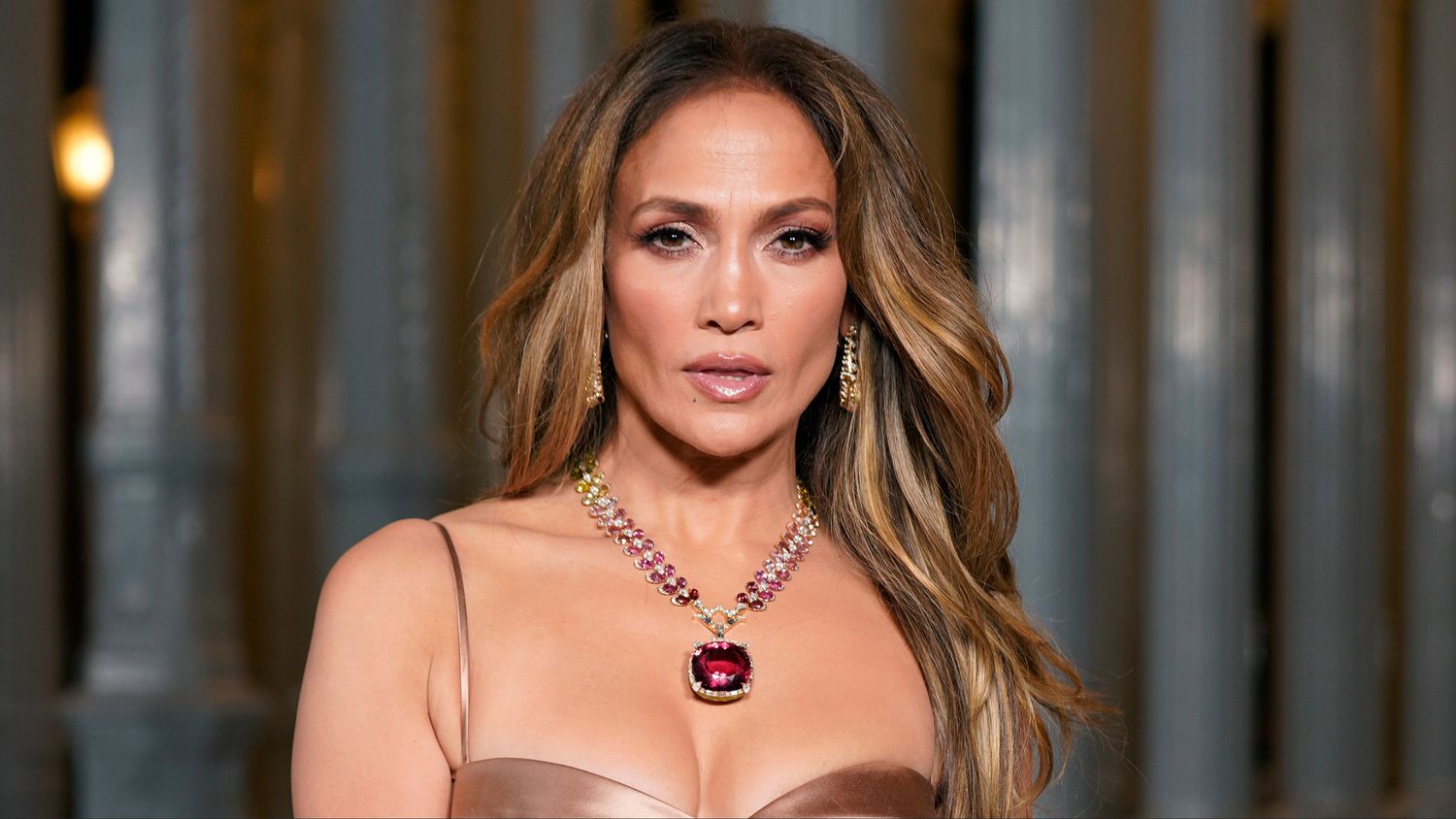 Jennifer Lopez Uncovered Her Gold Underwear Beneath Her Sheer Gold Gucci Robe