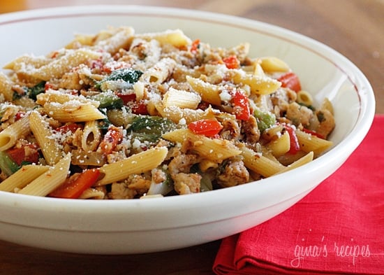 Pasta with Italian Rooster Sausage, Peppers and Escarole Pasta with Italian Rooster Sausage, Peppers and Escarole