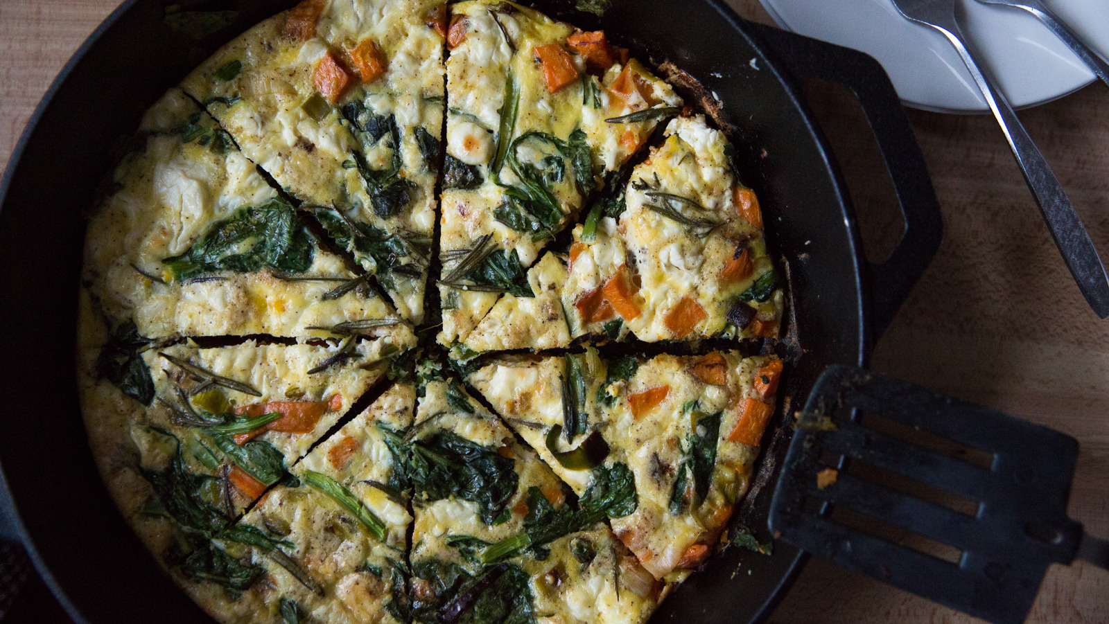 Candy Potato, Leeks, And Greens Frittata Recipe