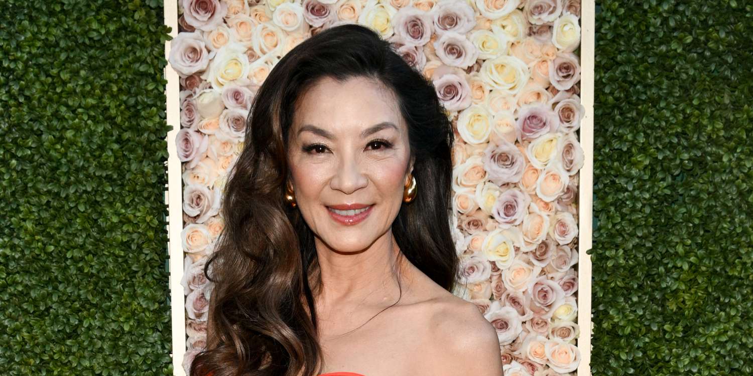 Michelle Yeoh Stuns in a Pink-Orange Robe on the 2024 Golden Globes