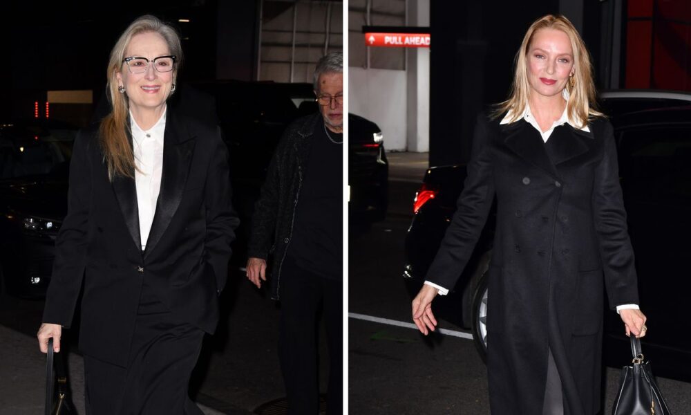 Meryl Streep and Uma Thurman Twinned In Sheer Black Tights