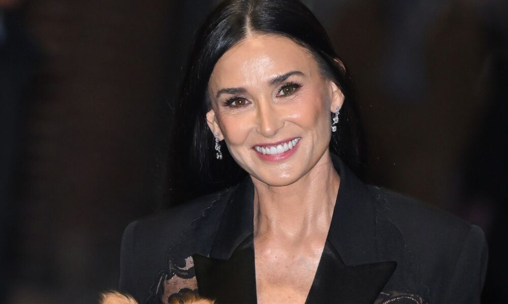 Demi Moore Wore a Massive Blazer With Sheer Lace Cutouts