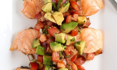 Grilled Salmon Bruschetta with Avocado