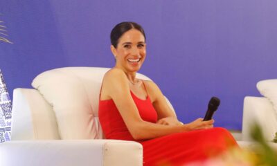 See Meghan Markle’s Crimson Ruffled Costume in Nigeria