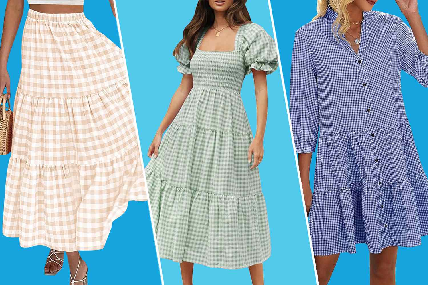 The Finest Gingham Clothes, Blouses, and Skirts Below  at Amazon