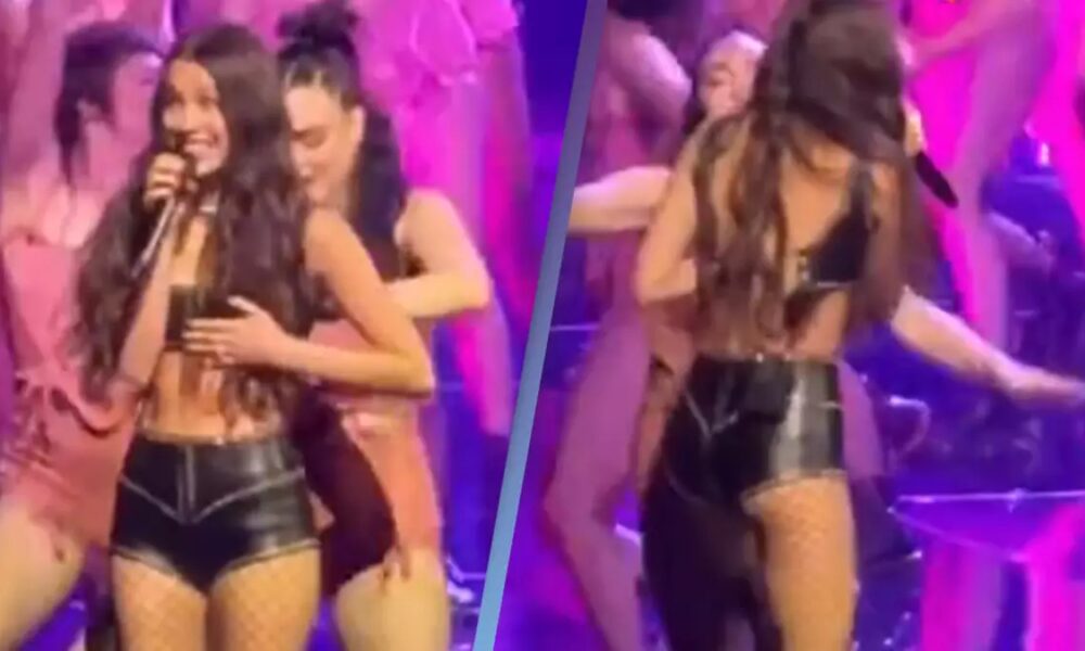 Olivia Rodrigo suffers awkward wardrobe malfunction mid-show forcing dancer to hurry to assist
