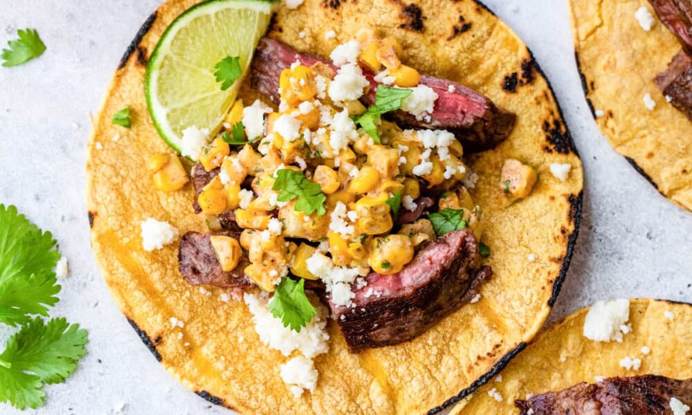 Grilled Skirt Steak and Elote Tacos