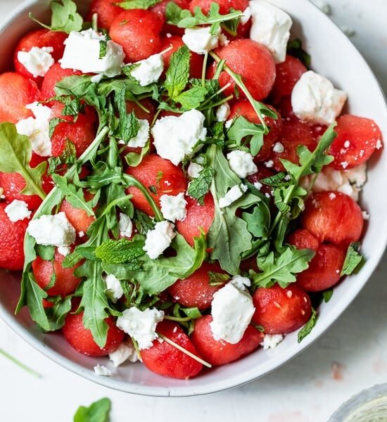 Watermelon Feta Salad with Arugula and Mint