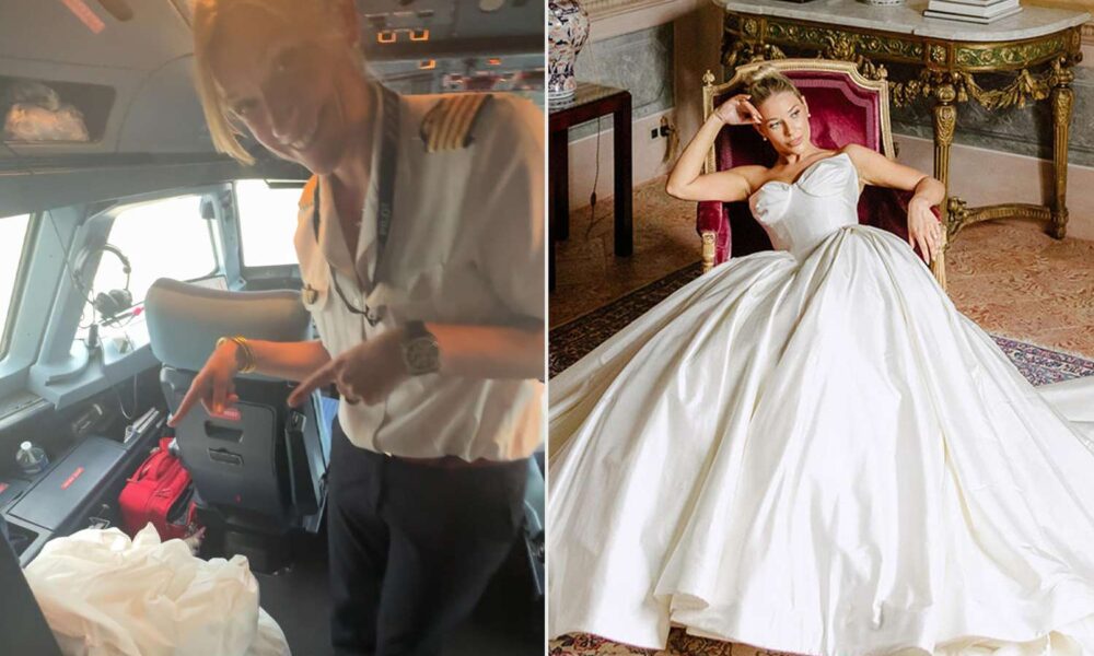 Pilot Shops Bride’s Wedding ceremony Gown in Cockpit (Unique)