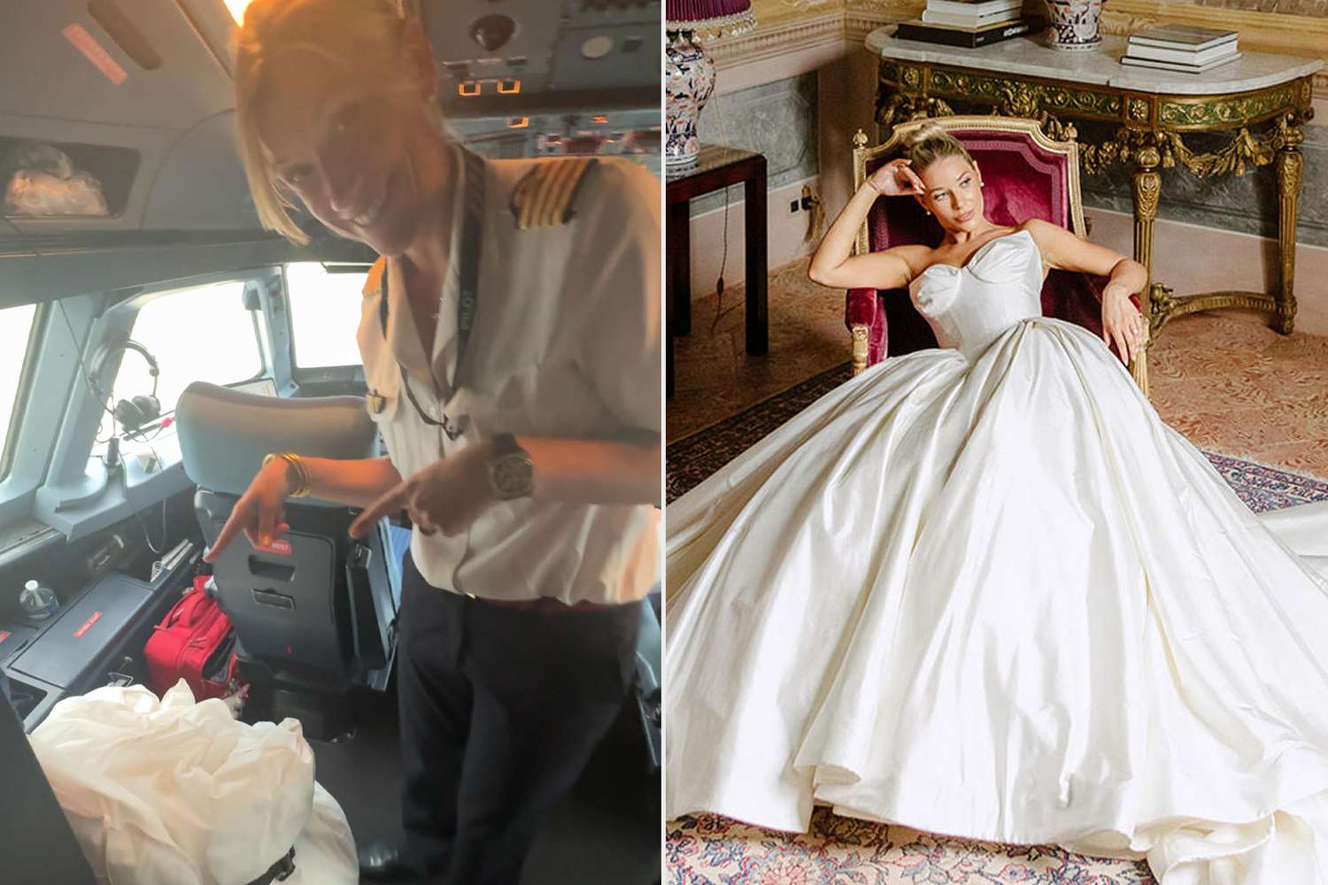 Pilot Shops Bride’s Wedding ceremony Gown in Cockpit (Unique) Pilot Shops Bride’s Wedding ceremony Gown in Cockpit (Unique)