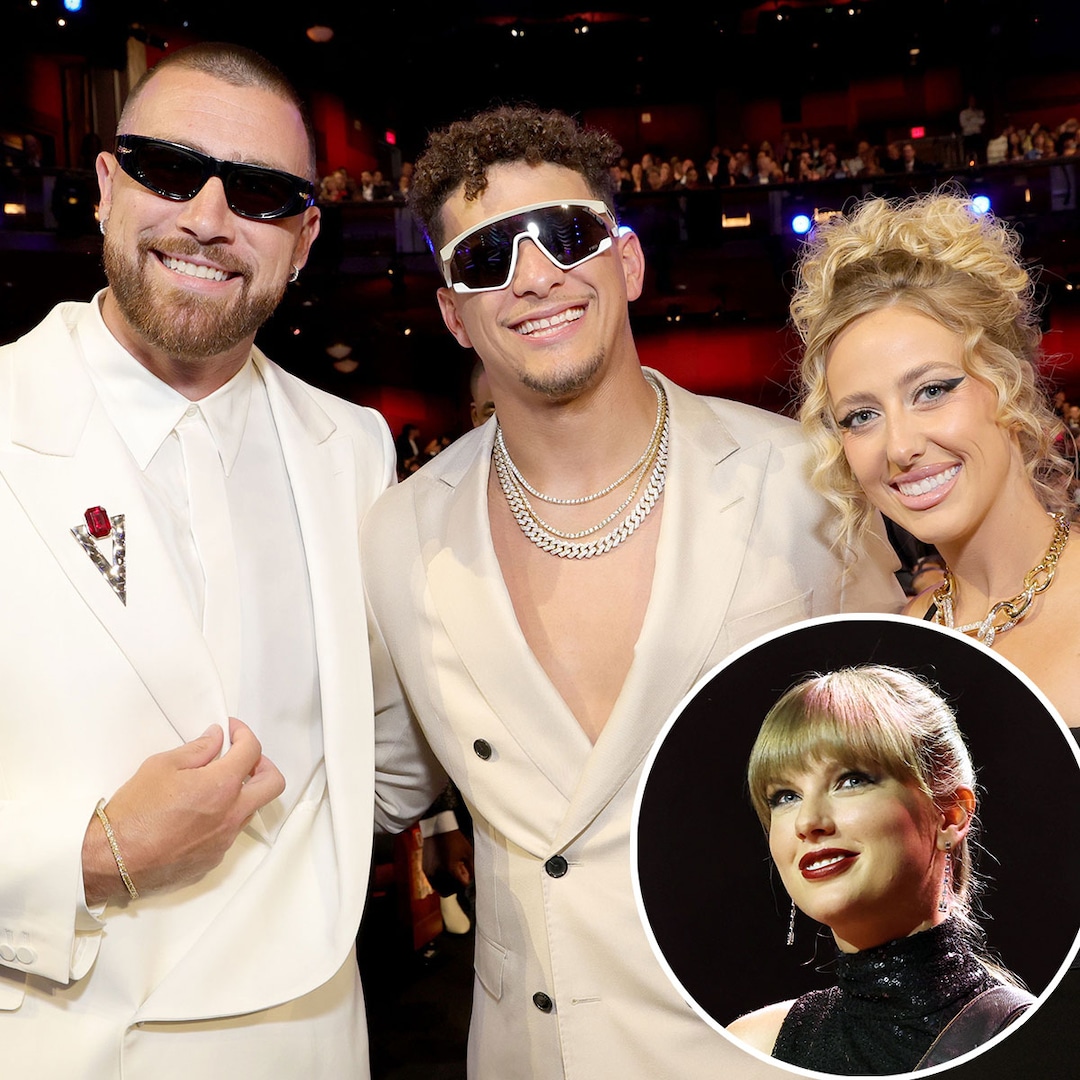 Travis Kelce Joined by Patrick & Brittany Mahomes at Taylor Swift Present