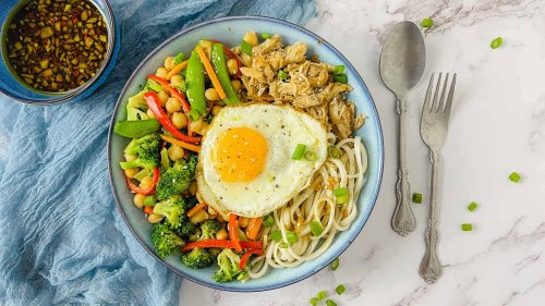 Hen & Chickpea Udon Noodle Bowl: Healthful and Hearty!