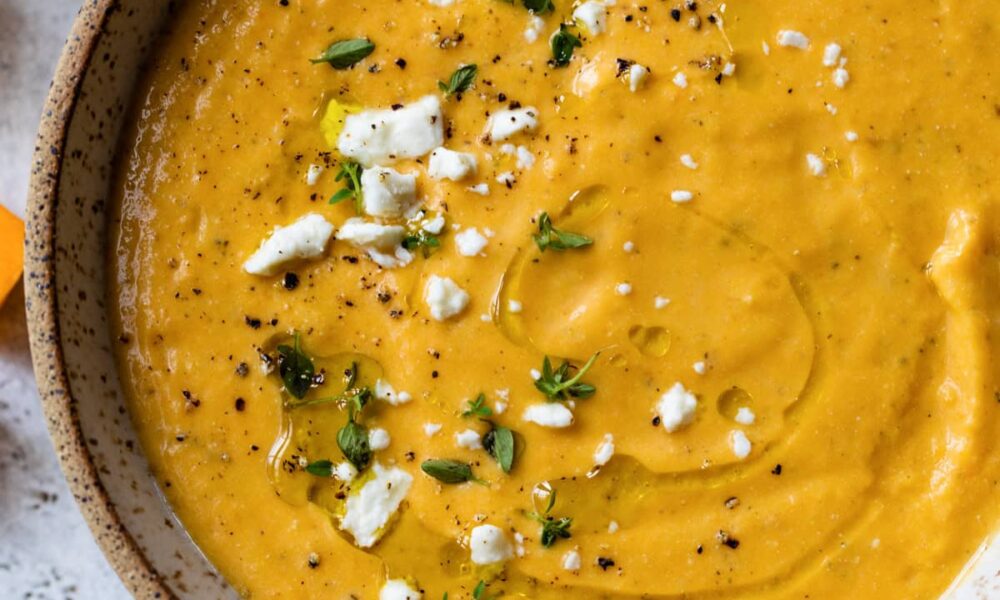 Roasted Butternut Squash Feta Soup