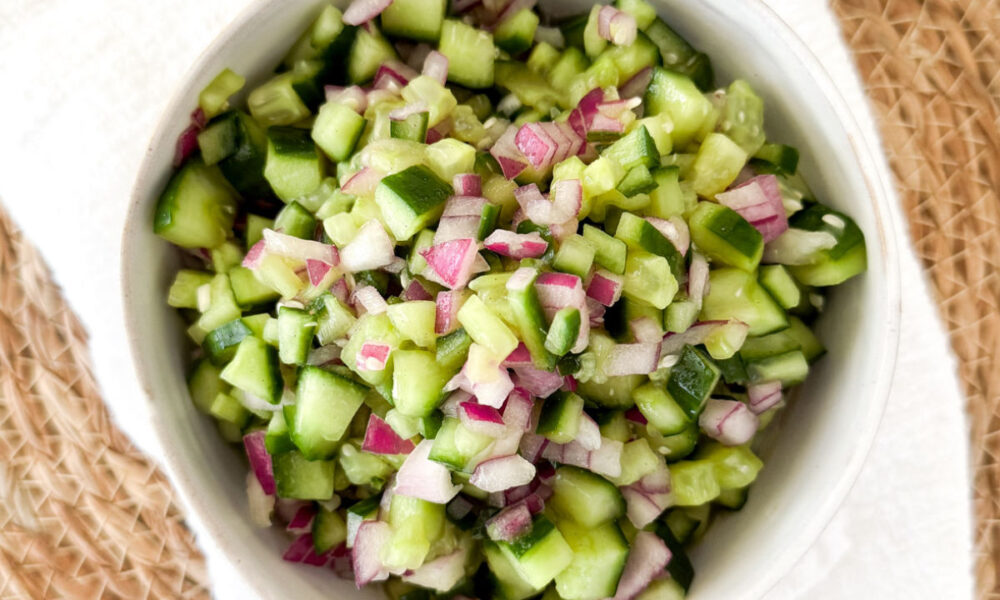 Cucumber Onion Salad with Vinegar and Sugar