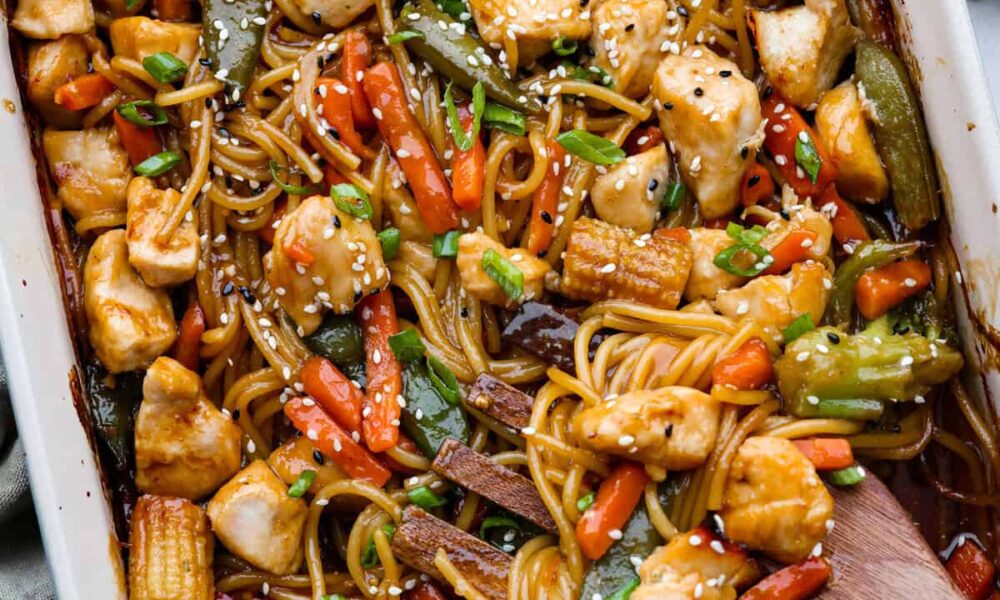 Honey Sesame Hen Noodle Bake