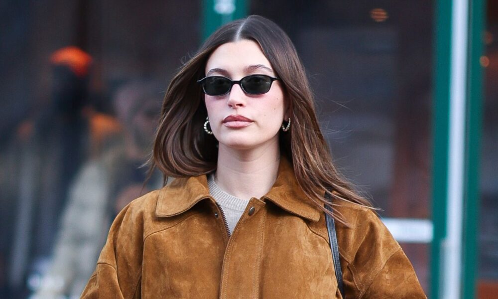 Hailey Bieber Paired Winter’s Greatest Jacket Development With Black Trousers