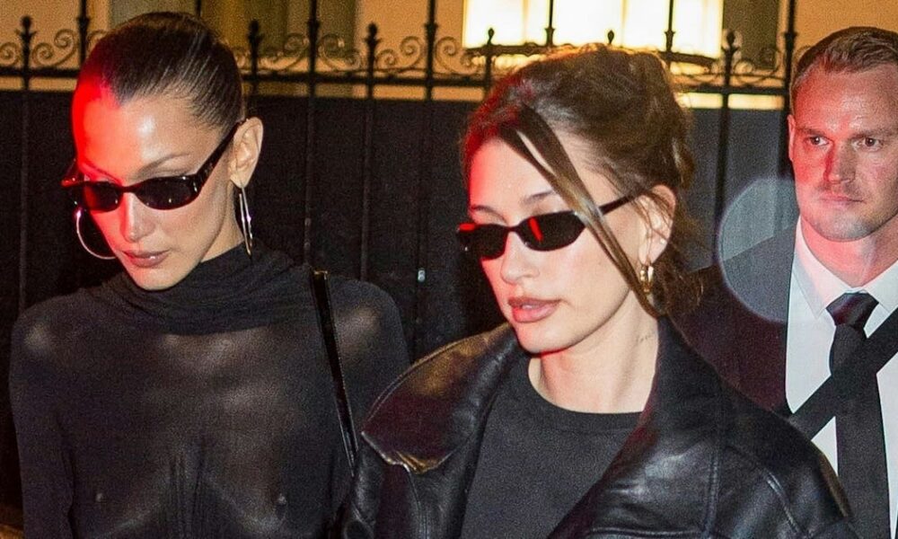 Bella Hadid Frees the Nipple For Night time Out With Hailey Bieber In Paris