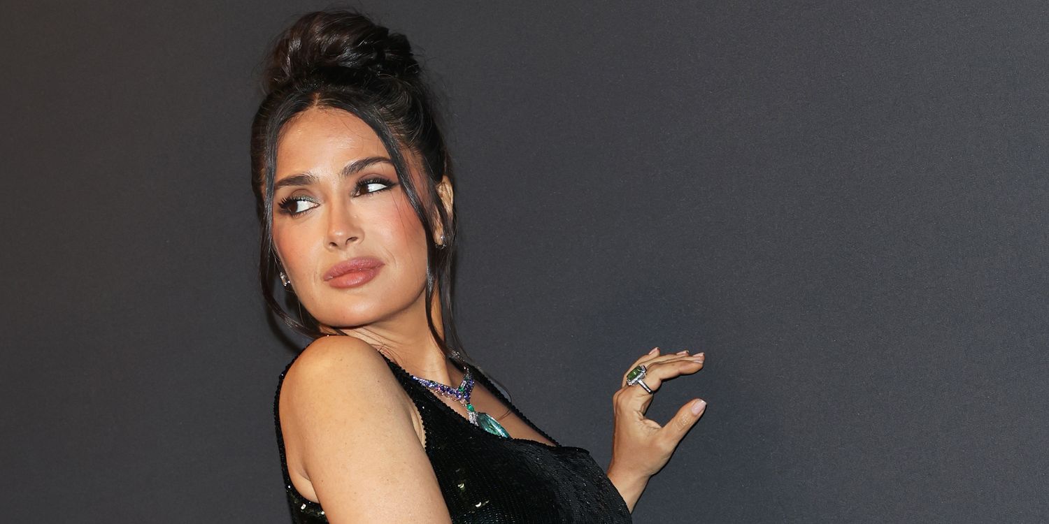 Salma Hayek Cannot Cease Dancing in a Minuscule White String Bikini