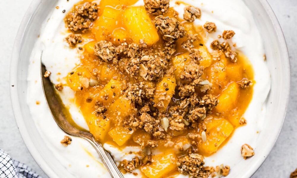 Heat Peach Crisp Yogurt Bowl