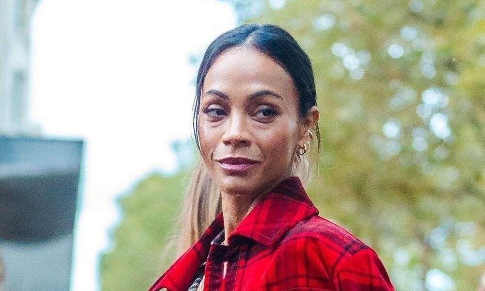 Zoe Saldaña Wore a New Plaid Outfit Development in Paris