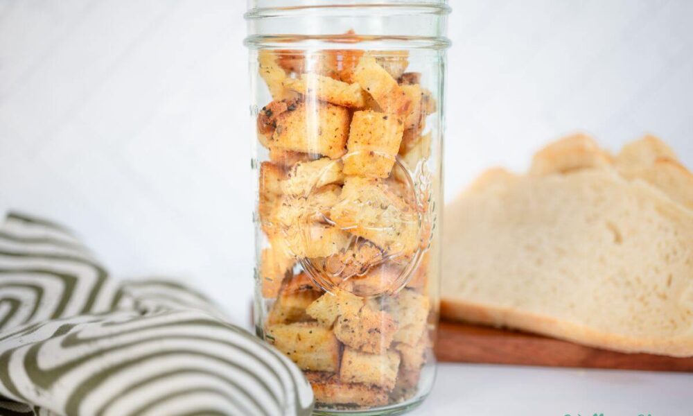 Garlic Parmesan Sourdough Croutons