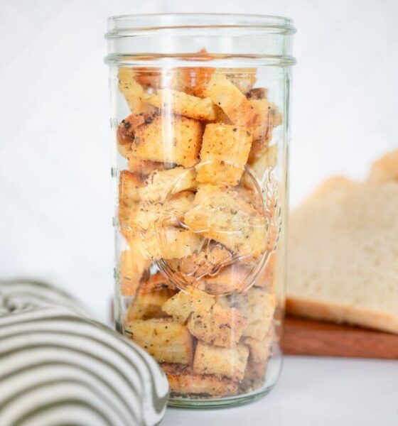 Garlic Parmesan Sourdough Croutons